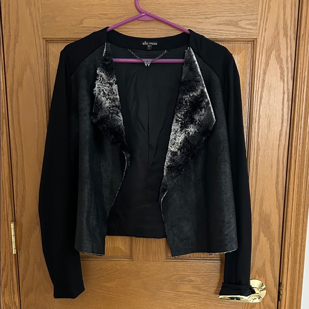 Ella Moss Black Blazer with Faux Fur Accent